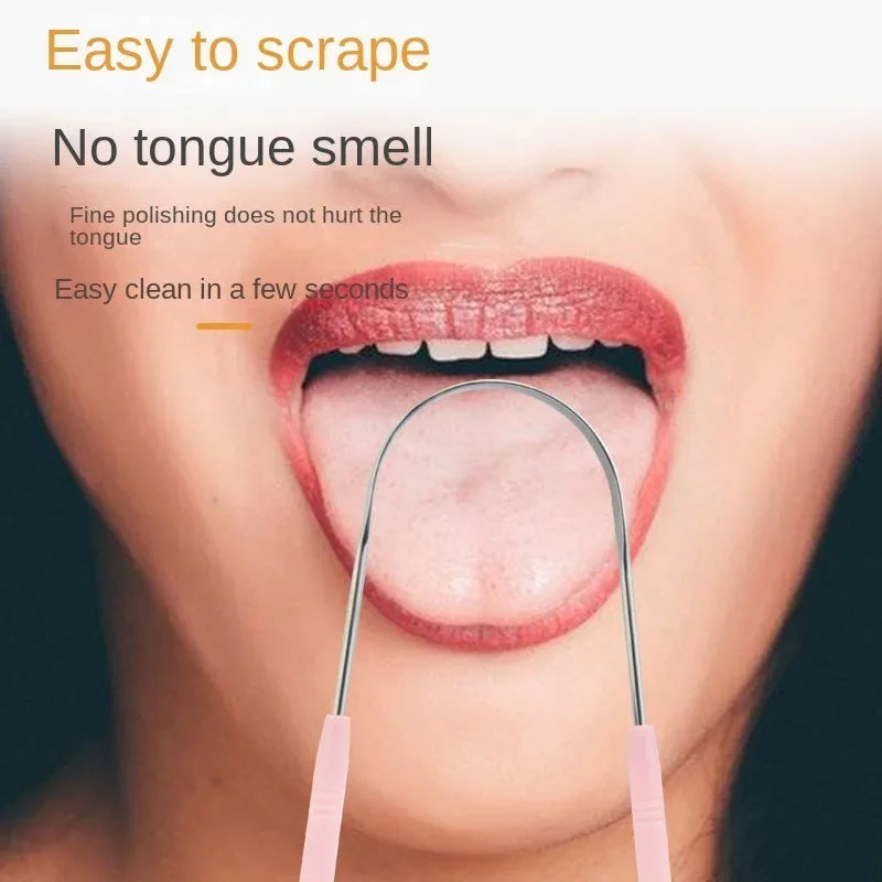 New Stainless Steel Tongue Scraper Fresh Breath Cleaning Coated Tongue Toothbrush Oral Hygiene U-shaped Metal Tongue Scraper