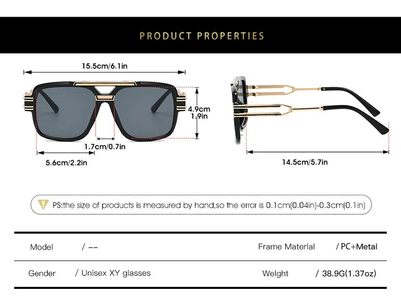 Square Sunglasses for Men Women Luxury Vintage Fashion Transparent Lens Sun Glasses Gafas De Sol Hombre Lunette Soleil Femme