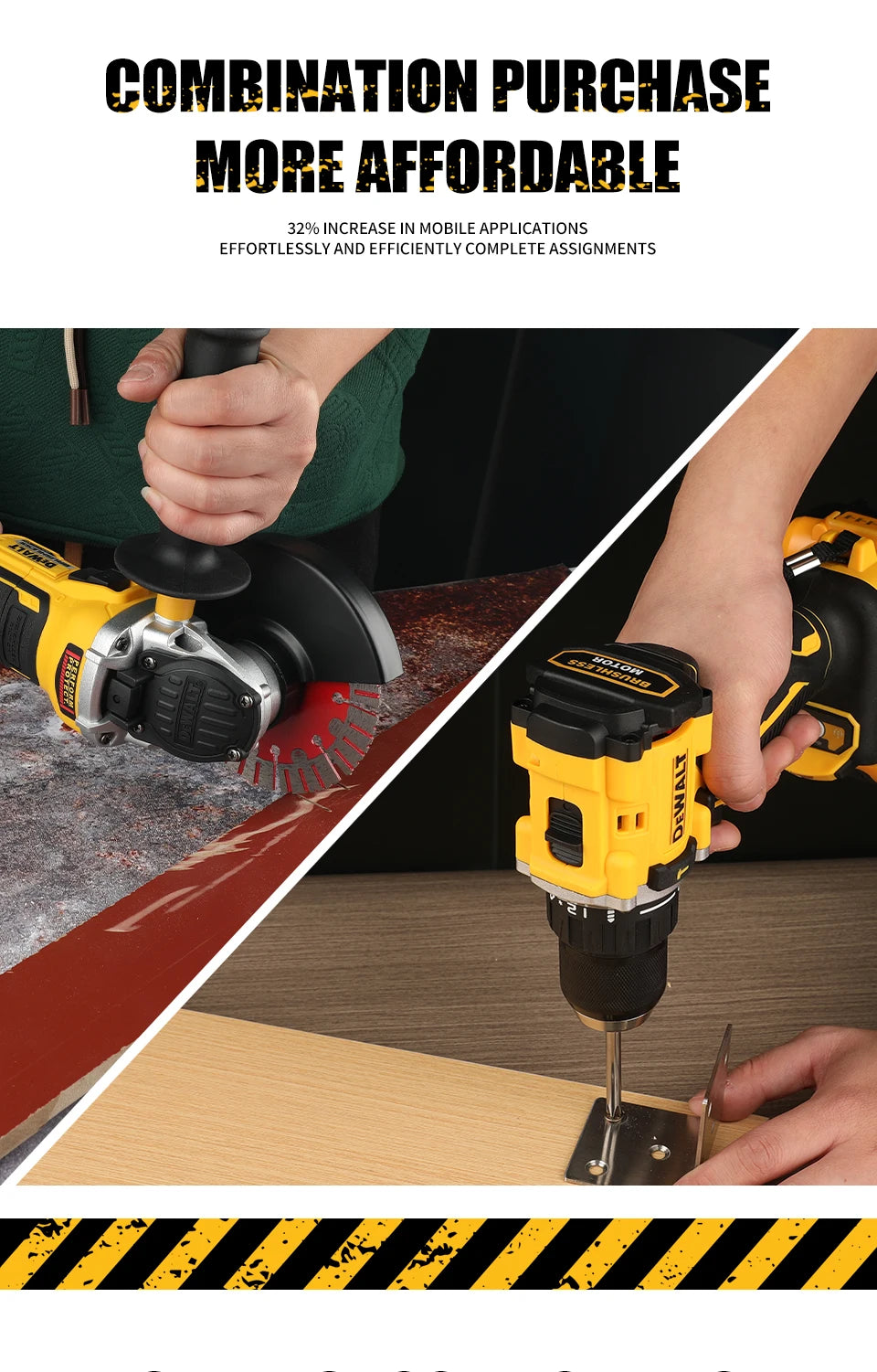 DeWalt impact drill drilelectric hand drill, Angle grinder polishing machine,DeWalt Bag combination Kit DCG405NT & DCD805