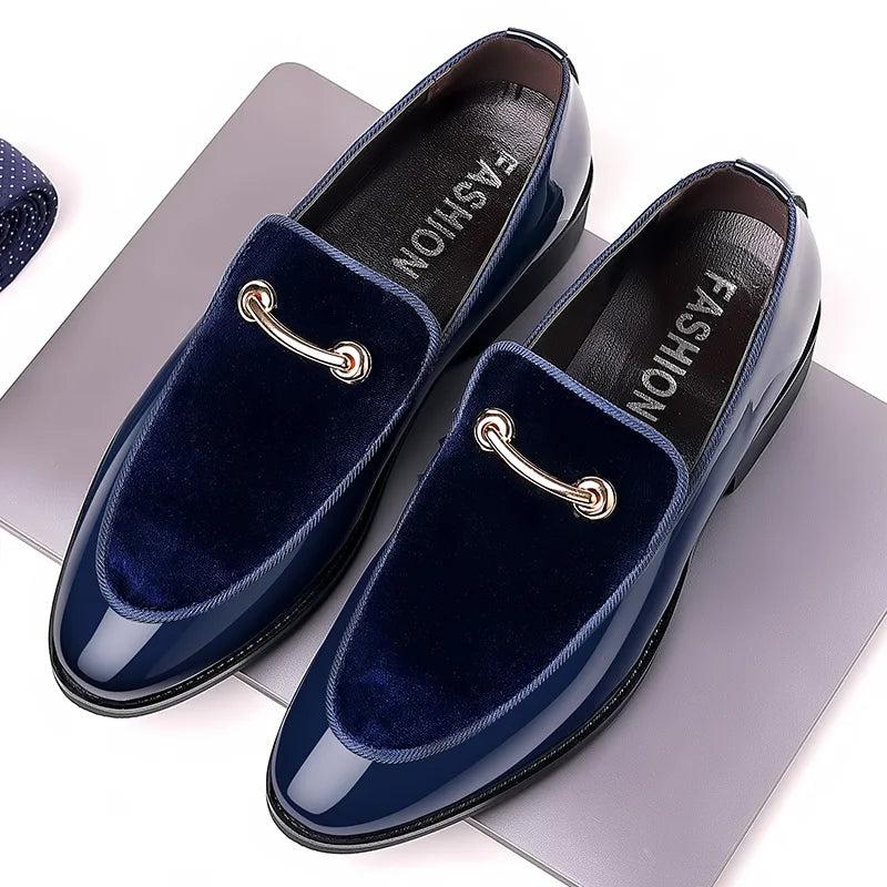 Italian Men's Dress Shoes British Suede Patent Leather Casual Shoes Korean Trendy Loafers 2024 Male Wedding Party Shoes for Men