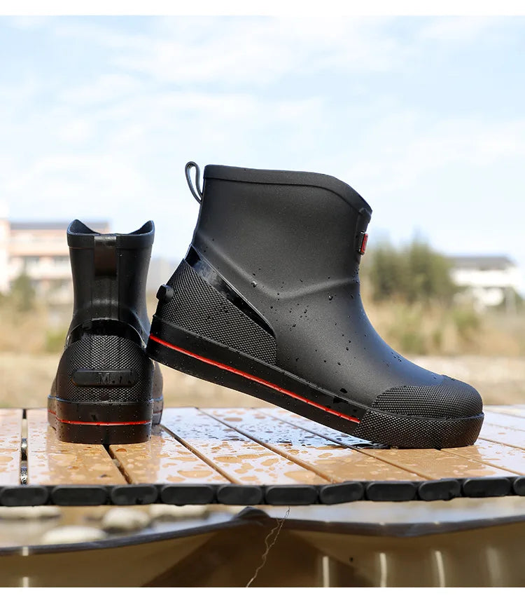 Snow Warm Thick Rain Boots, Kitchen Waterproof and Anti Slip Rain Shoes, Men's Fashionable and Wear-resistant Water Shoes
