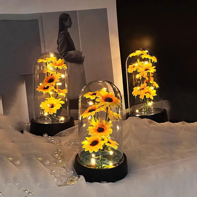 Artificial Sunflower Plastic Set Valentine's Day Mother's Day Eternal Flower Gift Birthday Gift Can Light Up