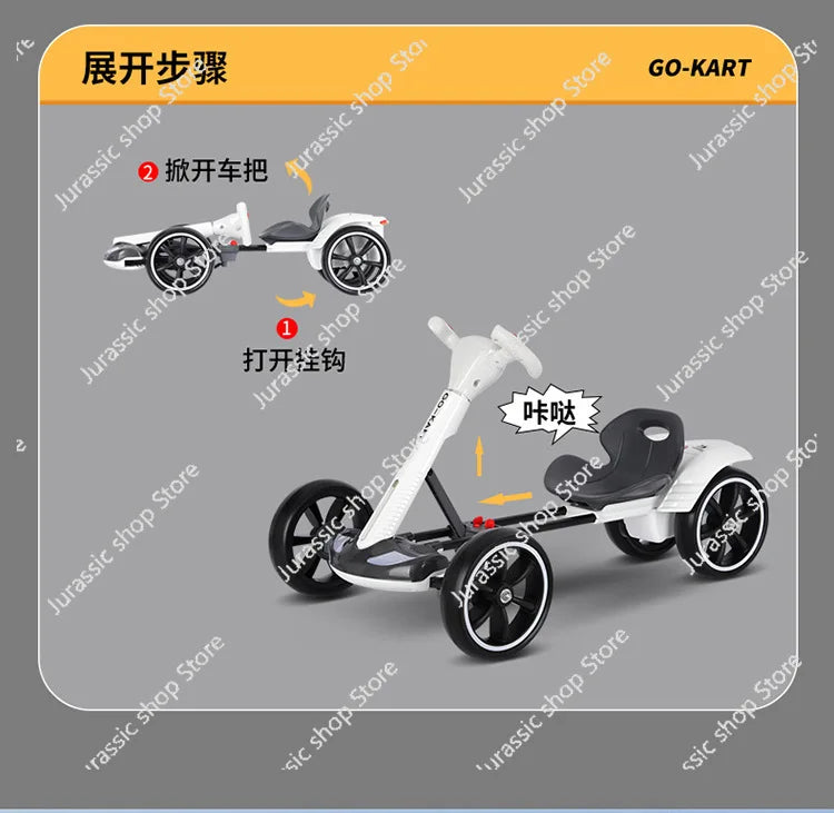 Children's Electric Kart Free Installation Can Sit Electric Car Children Charging Remote Control Folding Stroller