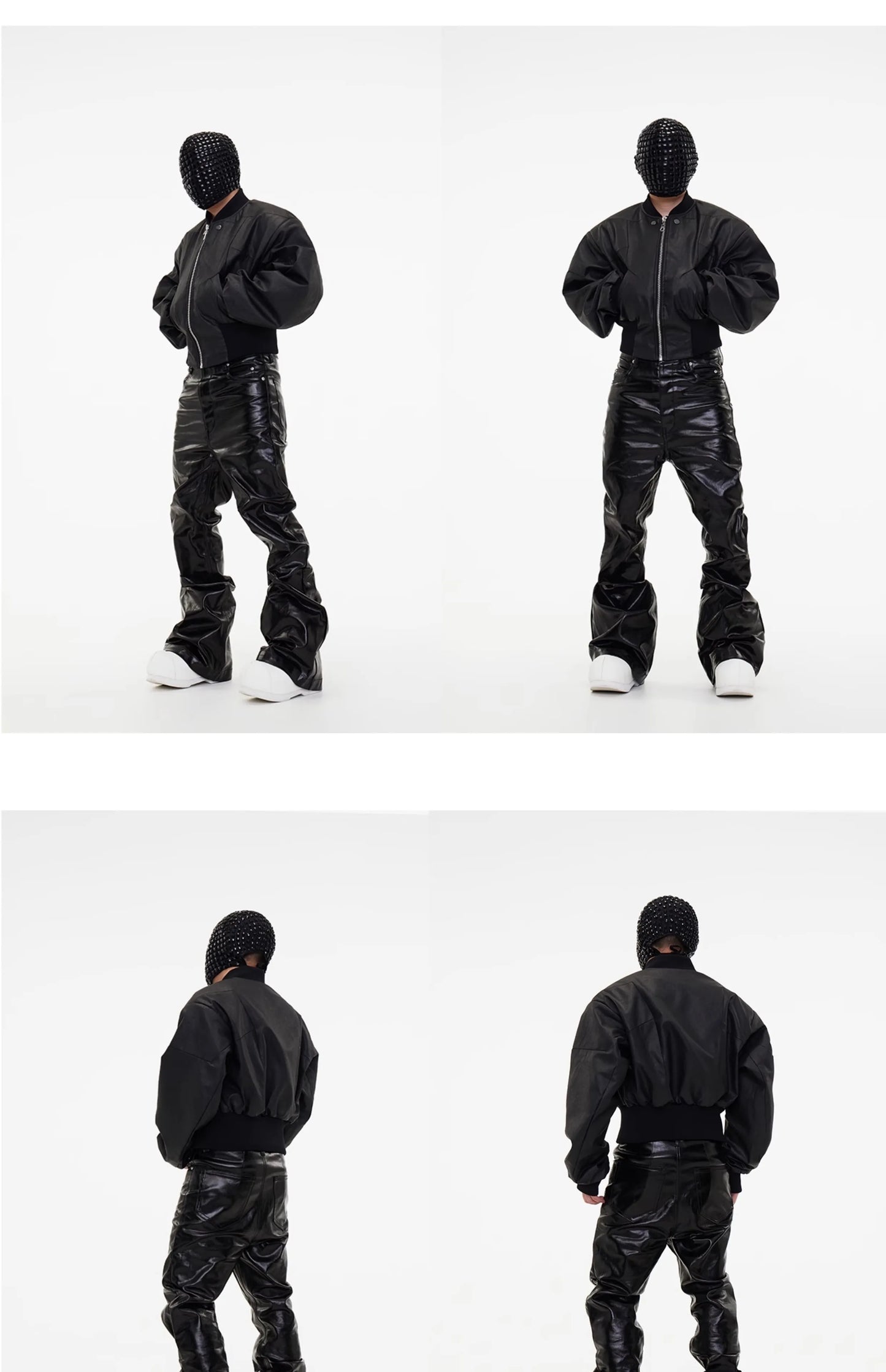 PFNW New Spring Men's Jeans Loose Wide Leg Coating Glossy Patent Leather Straight Male Denim Pants Niche Style 2025 12C509