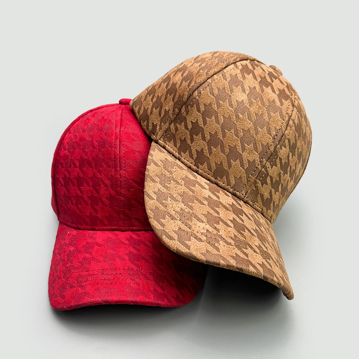 Classical Retro Houndstooth Baseball Hats New Unisex Sunshade Color Block Breathable Leather Versatile ins Fashion Peaked Caps