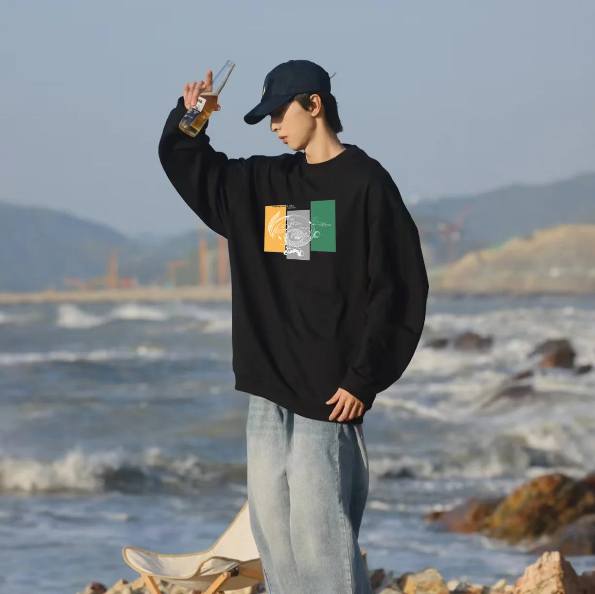 Men's Plus Size Sweatshirts 1XL-7XL Loose Pullover Comfortable Casual Printed Round Neck Tops Male Long Sleeve Shirt 110-185KG