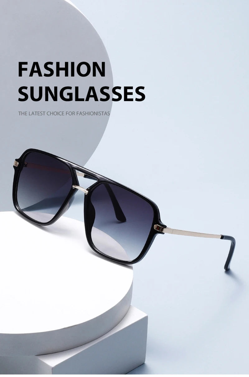 SHAUNA Fashion Double Bridges Square Sunglasses Women Men Retro Gradient Sun Glasses Shades UV400