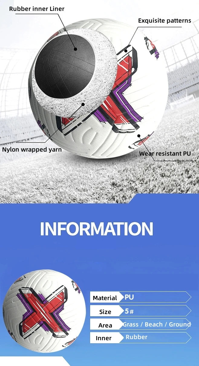 Soccer Balls Official Size 5 PU Material Seamless Match Training Football Goal Team Outdoor Professional Functional Training