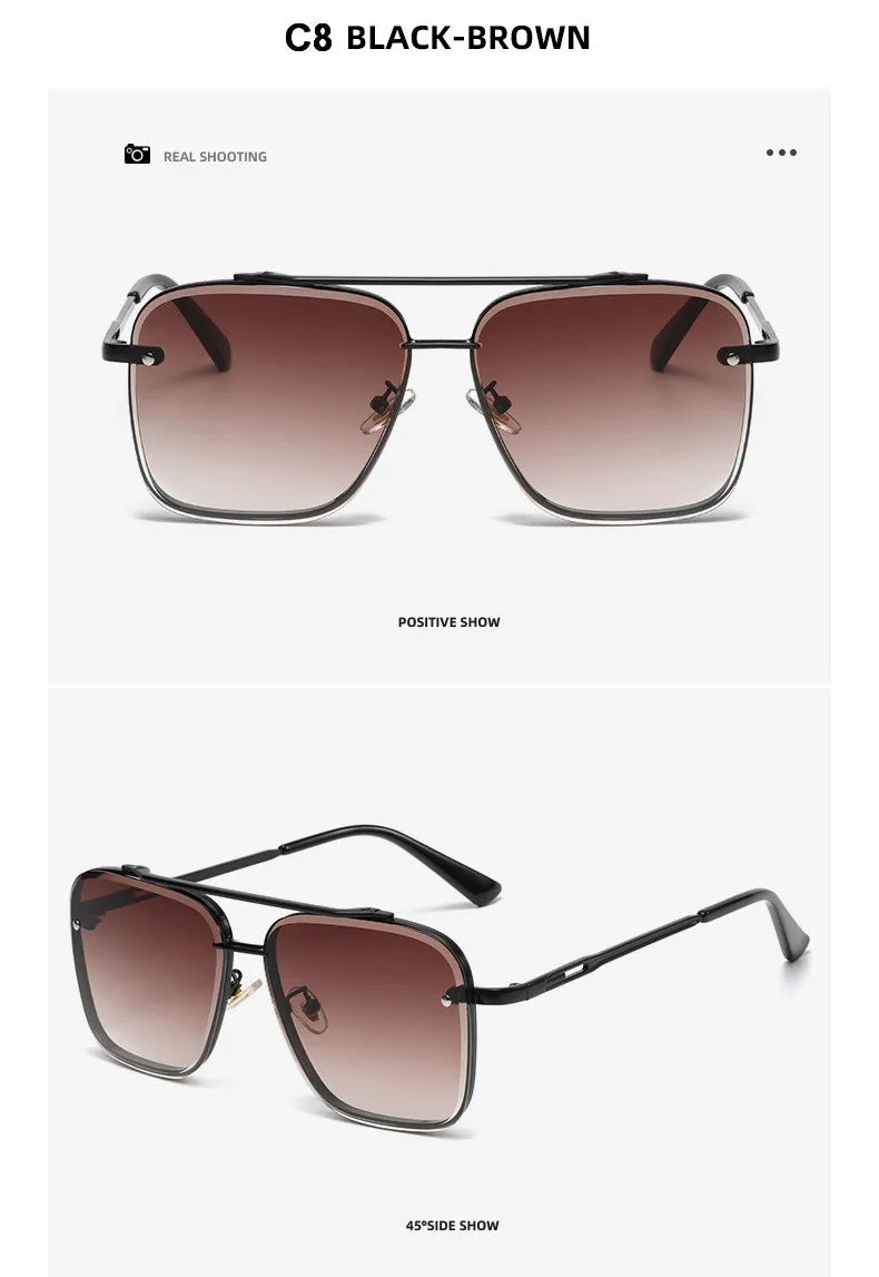 Square Sunglasses Men Metail Frame Glasses Resin Lens Male Sun Glasses Driving Travel Outdoor Eyewears Oculos De Sol UV400