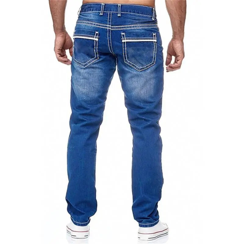 Spring And Autumn Washed Jeans Europe And The United States Men Leisure Stretch Solid Color Jeans High Quality Fashion Men Wear