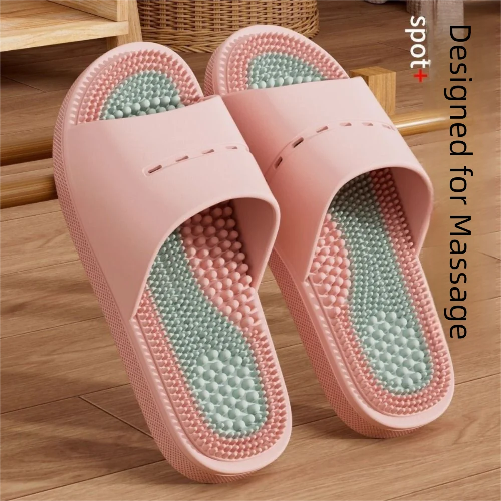 Casual Solid Color Massage Slippers PVC Non-slip Foot Acupressure Slippers Couple Slippers for Women Men
