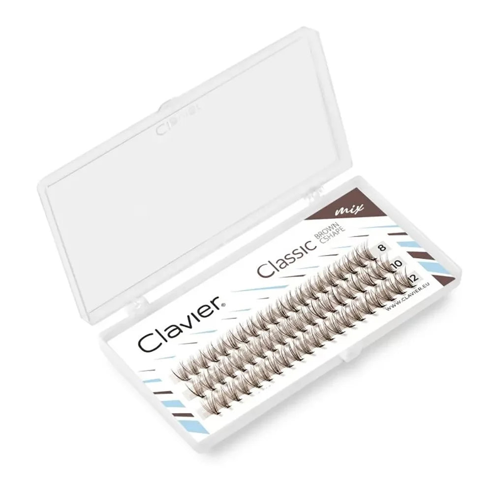 Clavier Classic Brown Eyelashes Natural Cluster Lash 10D Individual Segment Eyelash Professional C Curling