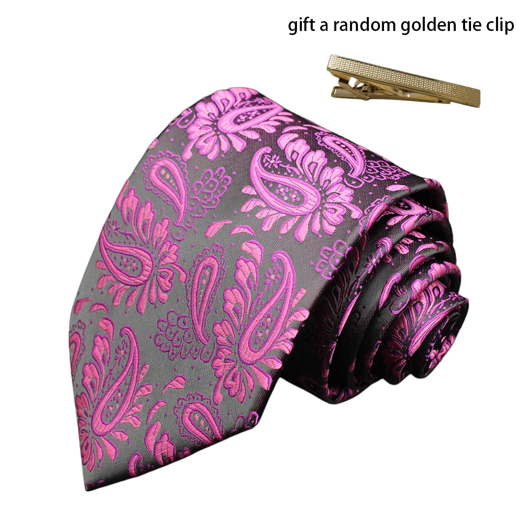 Men's Red Purple Plaid Tie stripe Handmade Woven Fashion Business Tie Geometric Style Polyester Silk Material for Wedding
