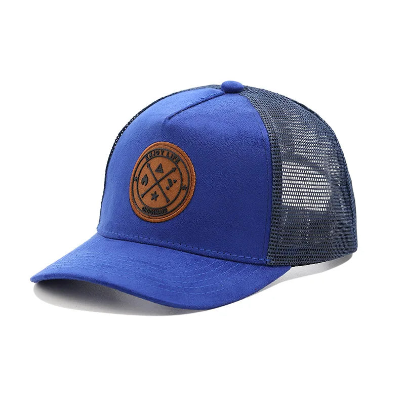 New round label letter grid baseball cap Spring and autumn outdoor men's and women's casual sunshade cap