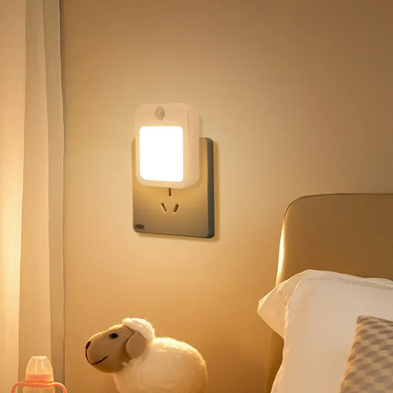 Night Light Motion Sensor With LED Light EU Plug Lamps Children'S Night Light Wireless Night Lamp For Bedside Table Bedroom