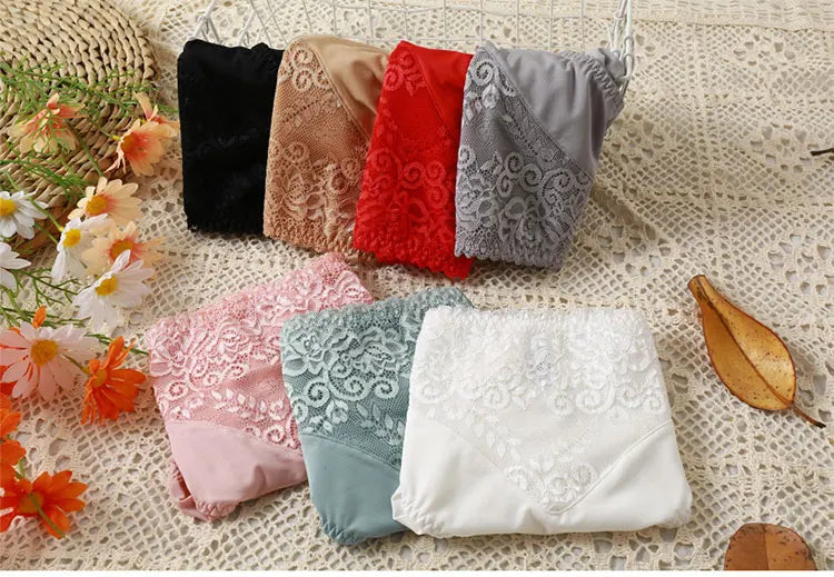 Plus Size Women Panties Sexy Lace Comfortable High Waist Milk Silk Panties for Women Underwear Ladies Briefs of Large Size XXXL