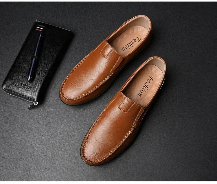 Men Dress Shoes Natural Leather Men's Brand Shoes Sale Formal Shoe Men's Cowhide Italian Genuine Leather Loafers Footwear Casual