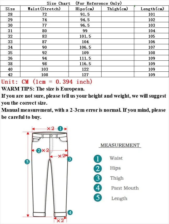 New Men Classic Casual Jeans Male Fashion Business Slim Straight Leg Trousers Stretch Denim Fabric Pants