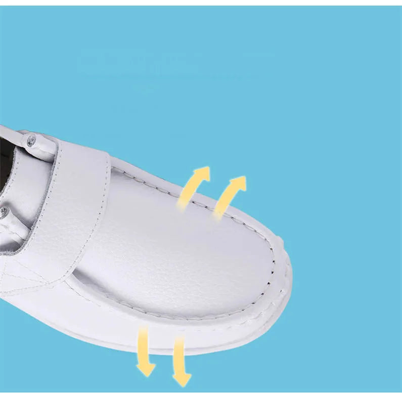 autumn and winter new fashion casual adult women's shoes Nurse shoes white flat leather fashion white  women shoes
