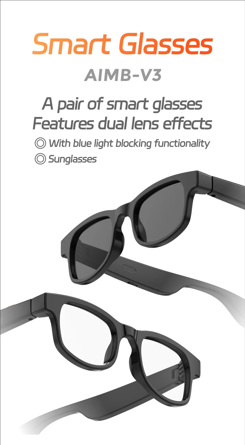 Two lenses Smart Glasses Voice Assistant Bluetooth Call Fashion Glasses Long-lasting battery life Outdoor Sports Sunglasses 2025