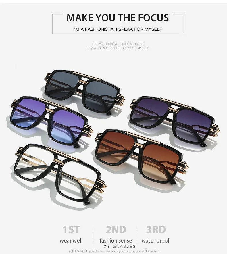 Square Sunglasses for Men Women Luxury Vintage Fashion Transparent Lens Sun Glasses Gafas De Sol Hombre Lunette Soleil Femme