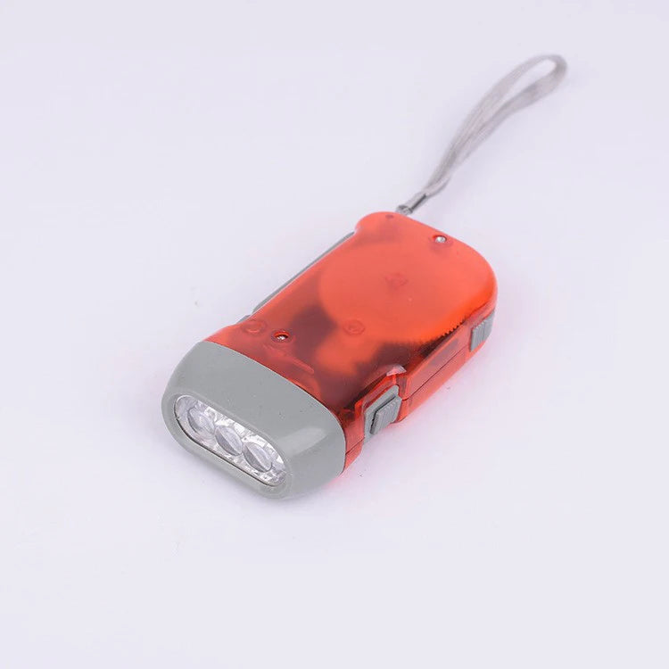 Portable Hand Pressing LED Night Flashlight Self-Powered Dynamo Crank Power Wind Up Manual Power Generation For Camping Riding
