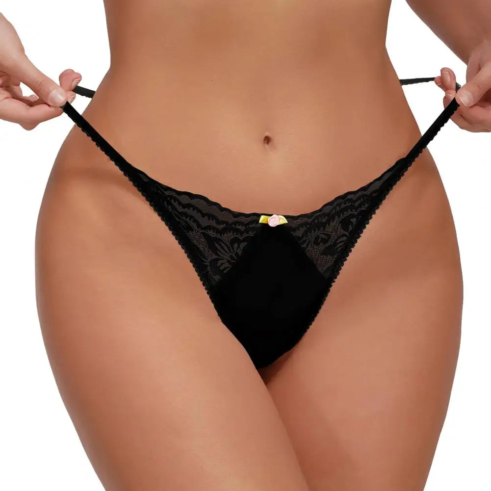 Women Lace G-string Elegant Lace High Waist G-string with Floral Decor Anti-septic Properties for Quick-drying Comfort Women's