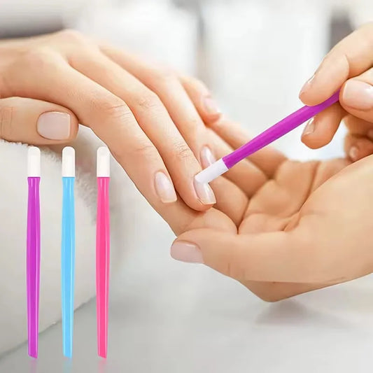 10pcs Rubber Tipped Nail Cuticle Pusher Dead Skin Remover Tool for Nails Manicure Art Salon Color Random