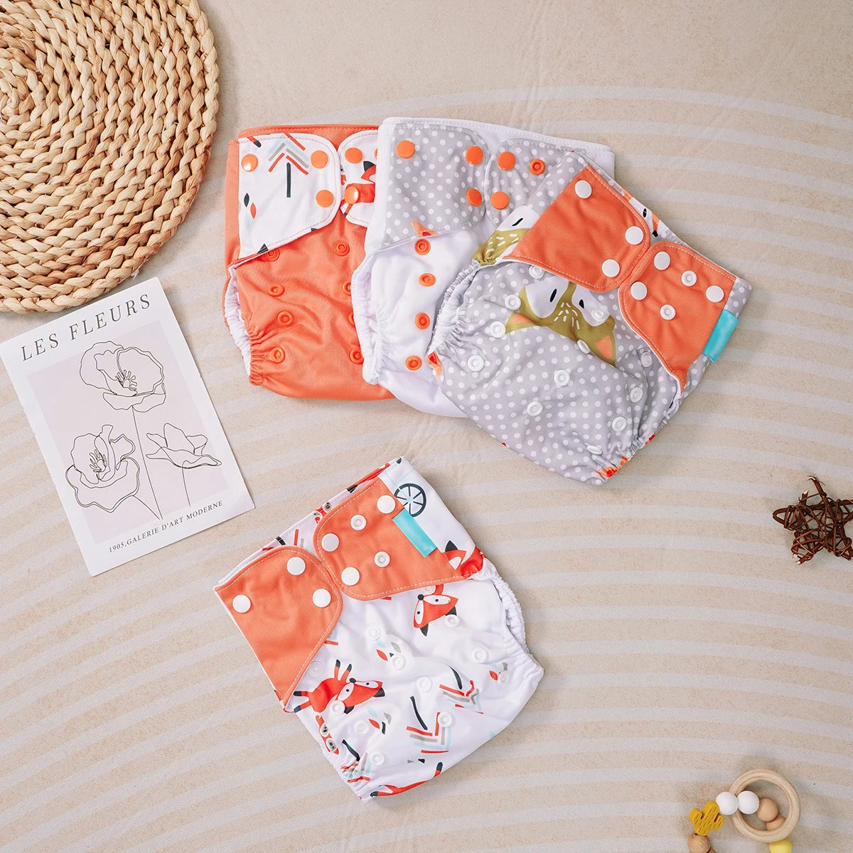 4PCS Baby Waterproof Nappies Cute Underwears Reusable Newborn Cloth Diaper Soft Ecological Toddler Training Pants For Boys Girls