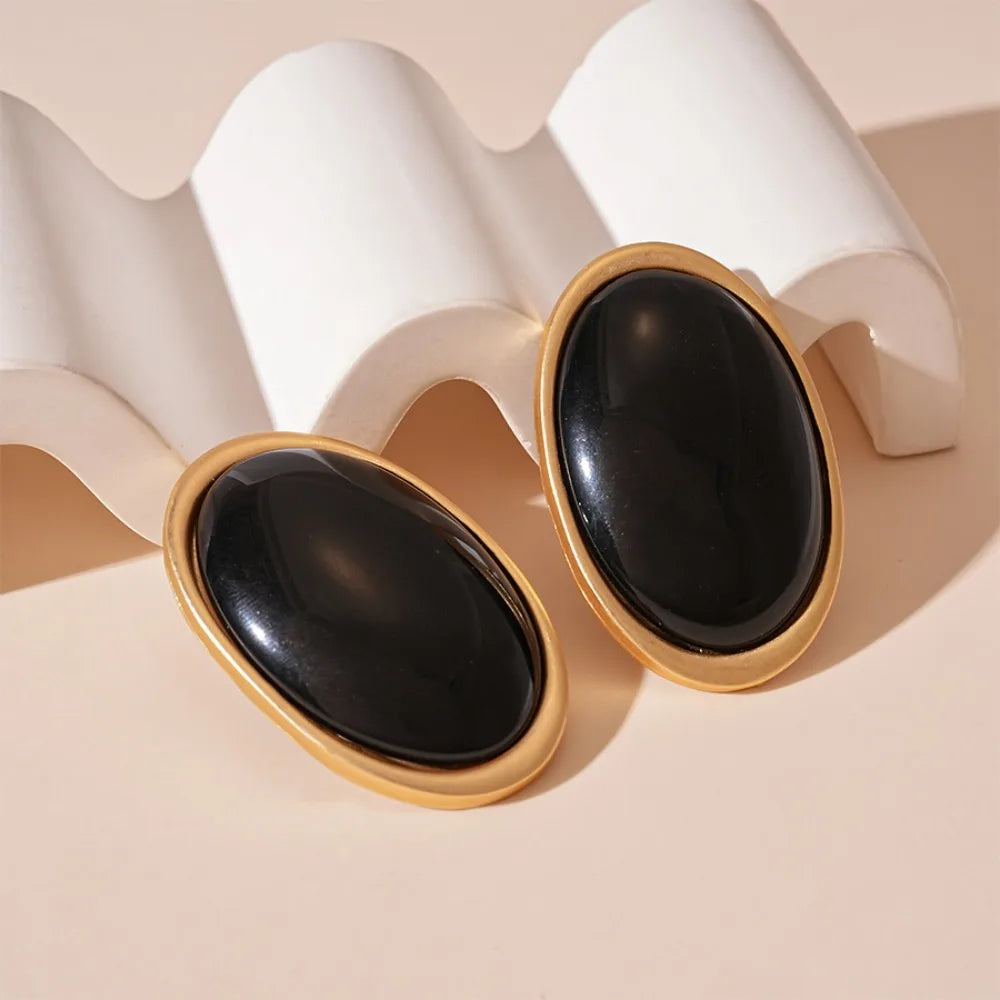 Exaggeration Retro Geometric Ellipse Resin Stud Earrings for Women Personality Charm Wedding Bride Party Jewelry No Fade Gift