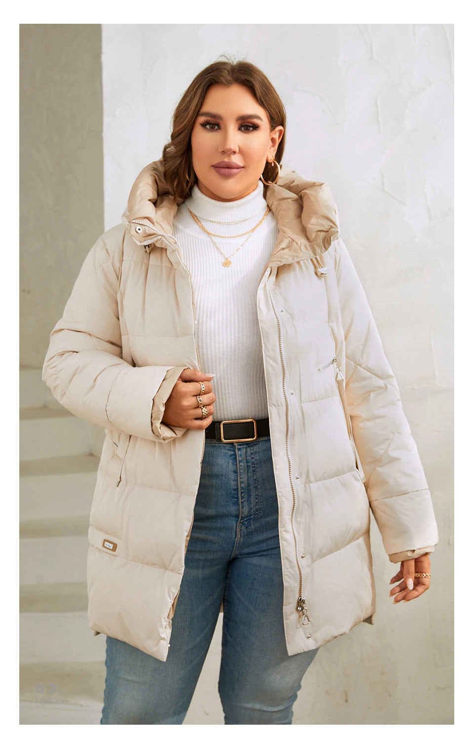 HaiLuoZi 2023 New Plus Size Women Winter Jacket XL-6XL Thick Female Outwear Slant Pockets High-quality Quilted Women's Coat 1115