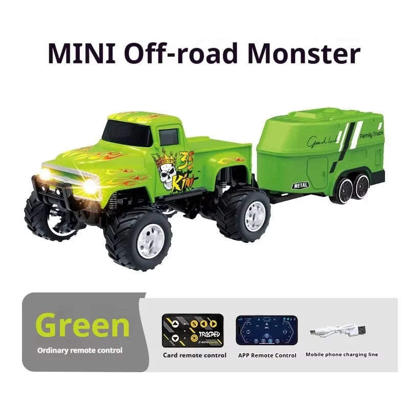 Little Monster 1/64 Rc Car Mini 2.4Ghz Remote Control Cars with Cool Spray Painting Pattern Rc Off-road Vehicle Boy’s Toys Gifts