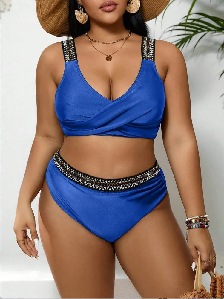 Plus Size Swimwear Women 2024 Bikini Set Two-Piece Woman Swimsuit Push Up Big Size Swimming Suit Beach Wear Bath Suits Monokini