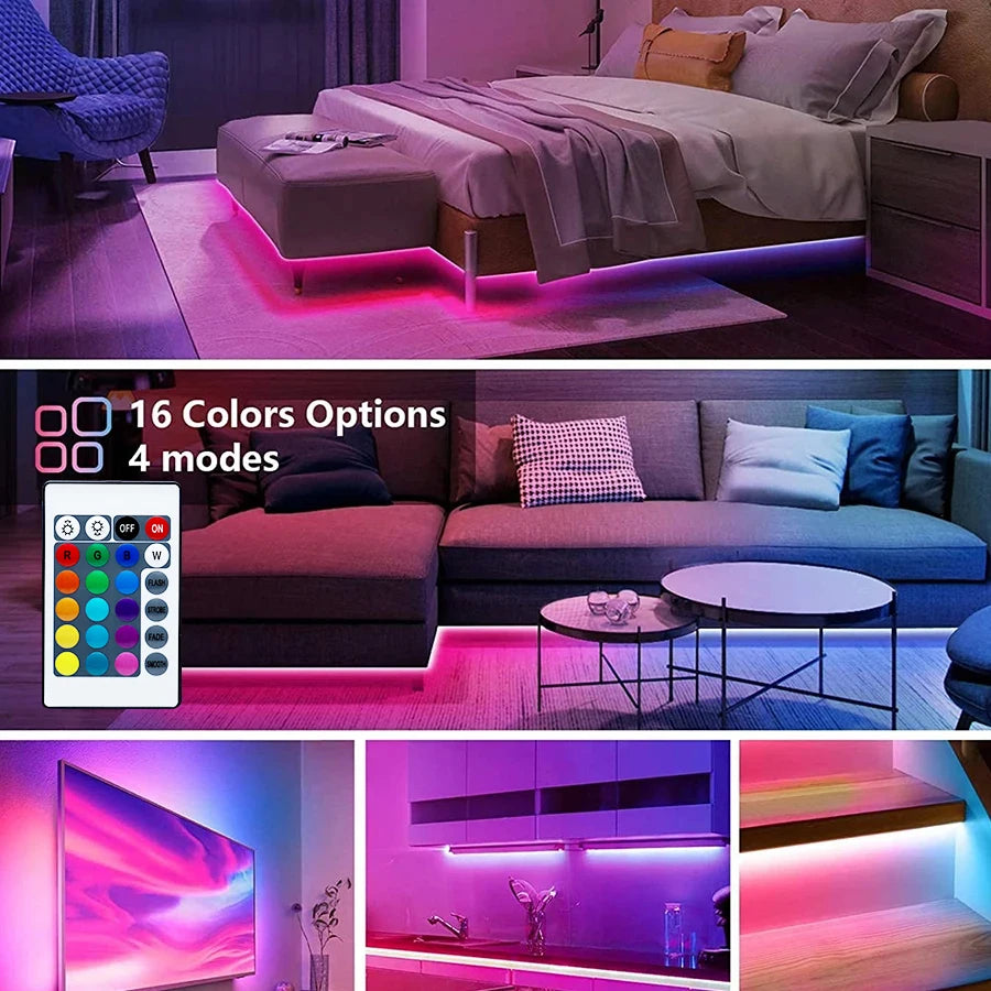 Colorful LED light strip with 24 key remote control APP to control indoor party atmosphere lights, 1/2/3/5/10/15/20M for you to