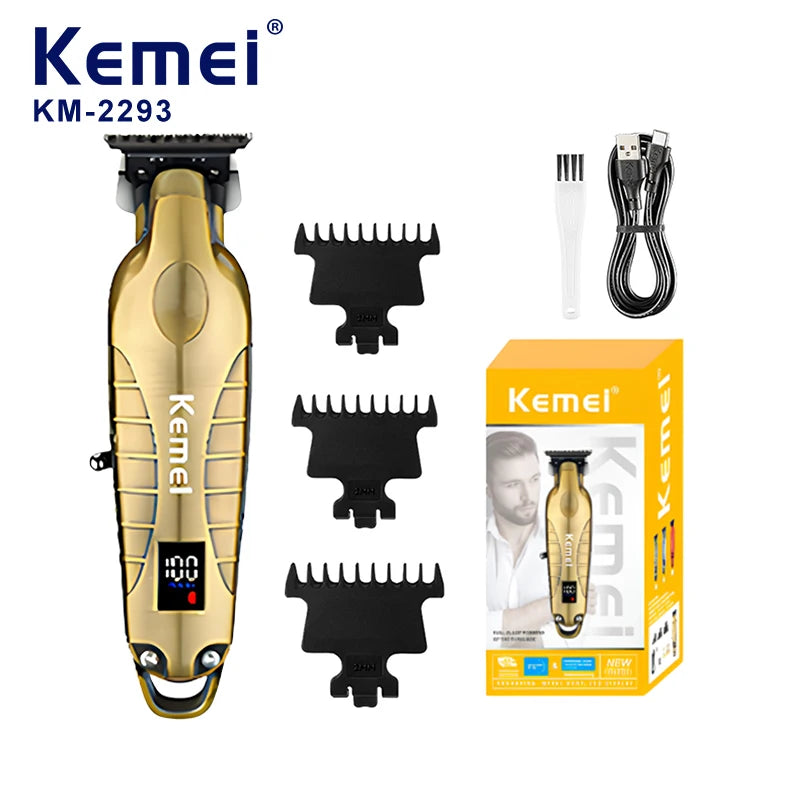 Kemei 2293 Electric Hair Clippers Men Professional Barber Hair Cutting Machine Wireless Carving Clipper Alloy Body Hair Trimmer