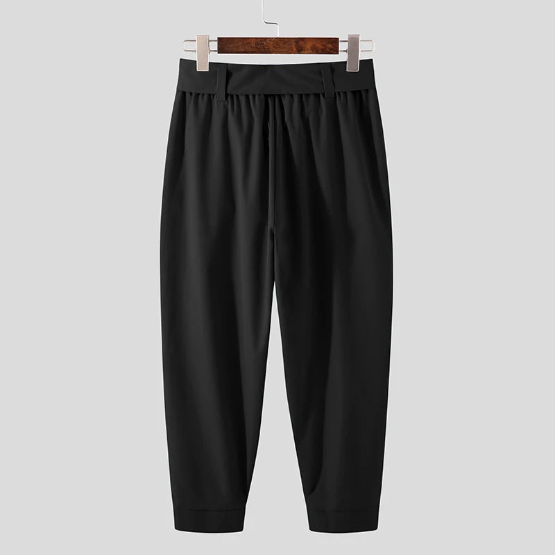 Spring Men Belt Baggy Pants Casual Streetwear Premium Quality Solid Color Oversized Joggers Fashion Harem Pants 2026 New S-3XL