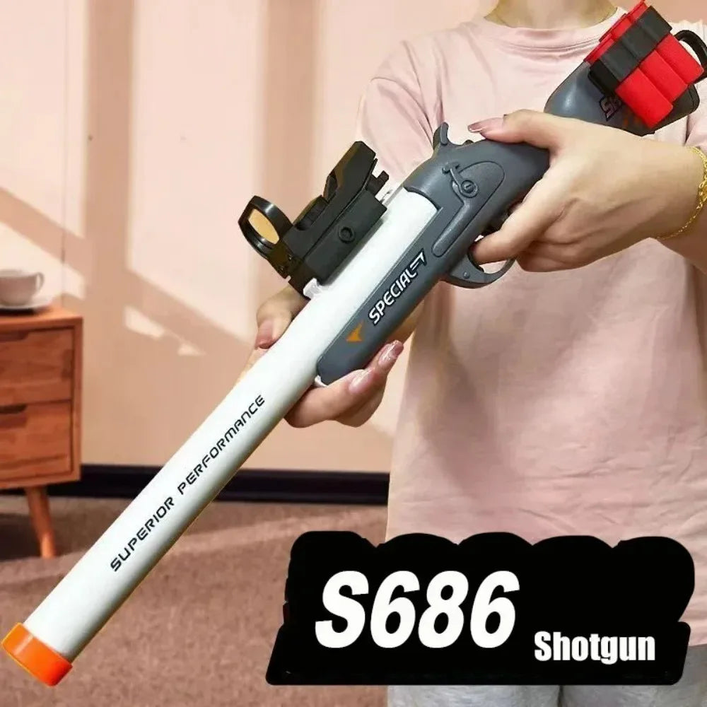 S686 Spray Shell Soft Bullet Gun Can Be Fired Toy Gun Manually Loaded Outdoor Sport CS Game Weapon for Children Boys Gift