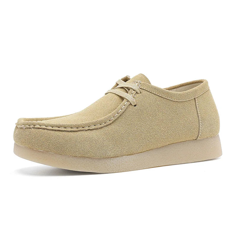 Retro Handmade Men's Casual Shoes Low Top Velvet Surface Smoke Rubber Spring Autumn British Style Flat Heel round Toe N-1