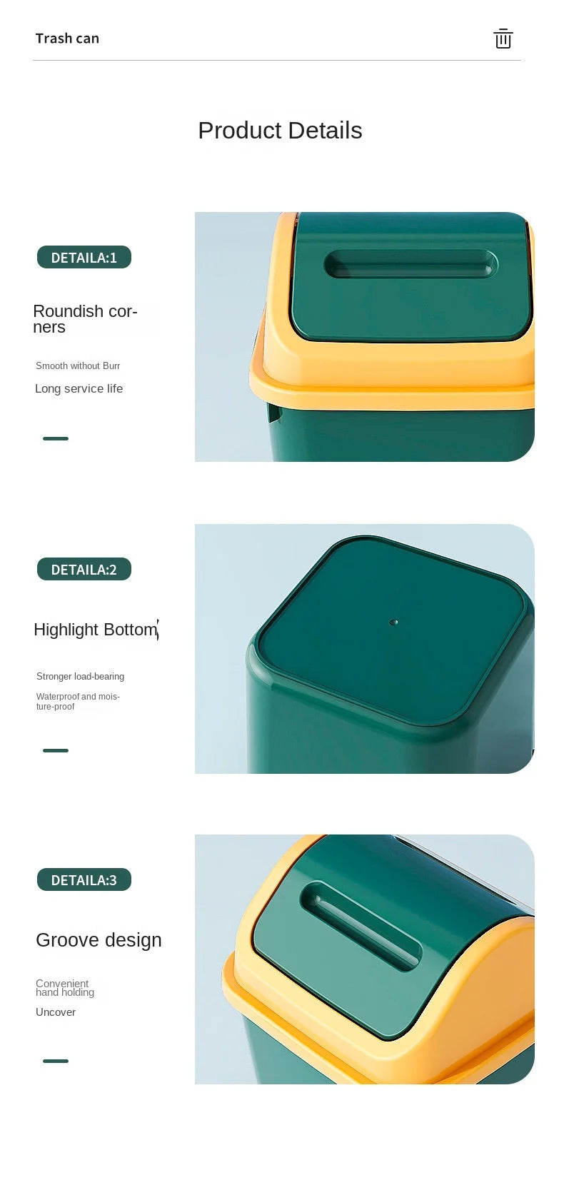 Trash can household bathroom toilet kitchen living room with cover bedroom large capacity shaking cover storage bucket