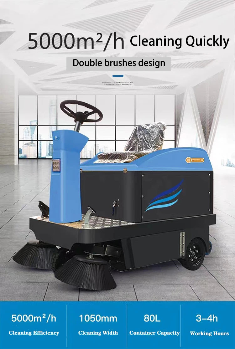 CleanHorse X2 Industrial Automatic Vacuum Drive Auto Floor Sweeper Machine Ride on Electric Street Road Sweeper