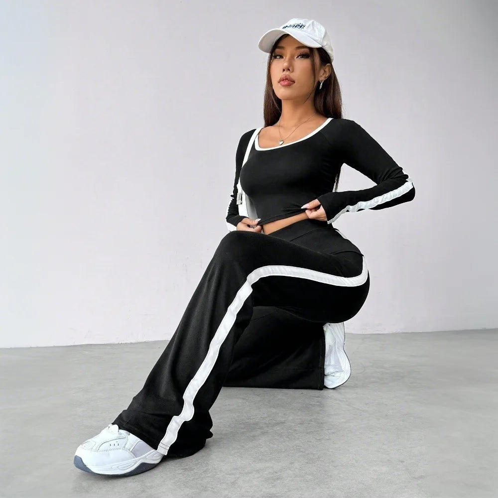 Women's Simple Style Fashion Suit 2025 Autumn and Winter New Style Fashionable Versatile Leisure Sports Two-piece Suit