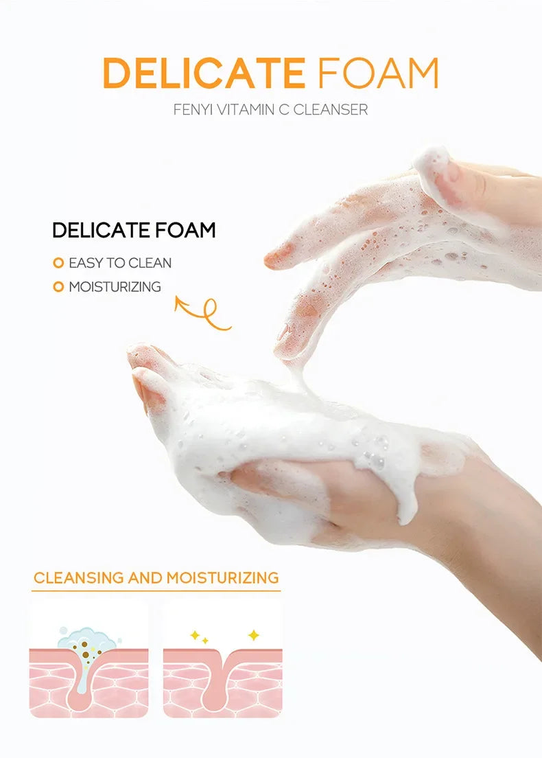 Japanese Cherry Blossom or Vitamin C Facial Cleanser Skin Cleansing Moisturizing  Blackhead Remove Skincare Face Wash Foam Face