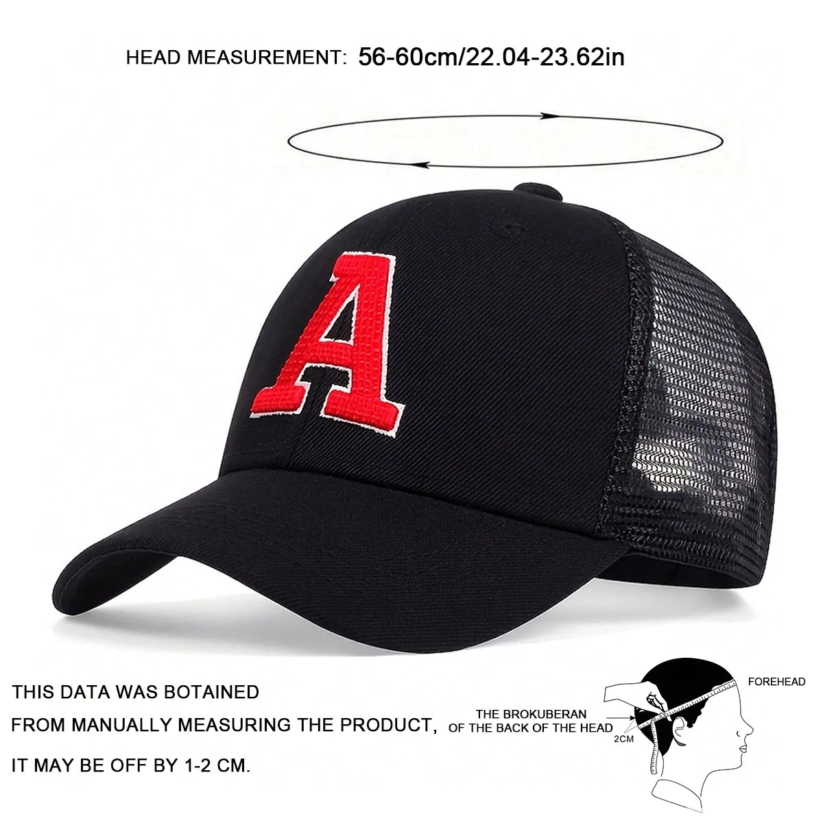 Unisex A Letter Embroidery Baseball Net Caps Spring and Summer Outdoor Adjustable Casual Hats Sunscreen Hat Sports Cap