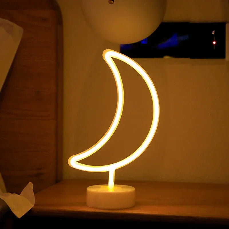LED Neon Night Light Sign Flamingo Coconut Tree Cactus Table Lamp Kids Birthday Gifts Bedroom Christmas Art Decor Battery/USB
