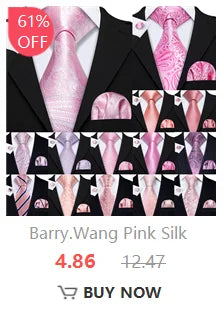 Barry.Wang Orange Brown Silk Mens Tie Hanky Cufflinks Set Gold Coffee Jacquard Designer Necktie For Male Wedding Business Party
