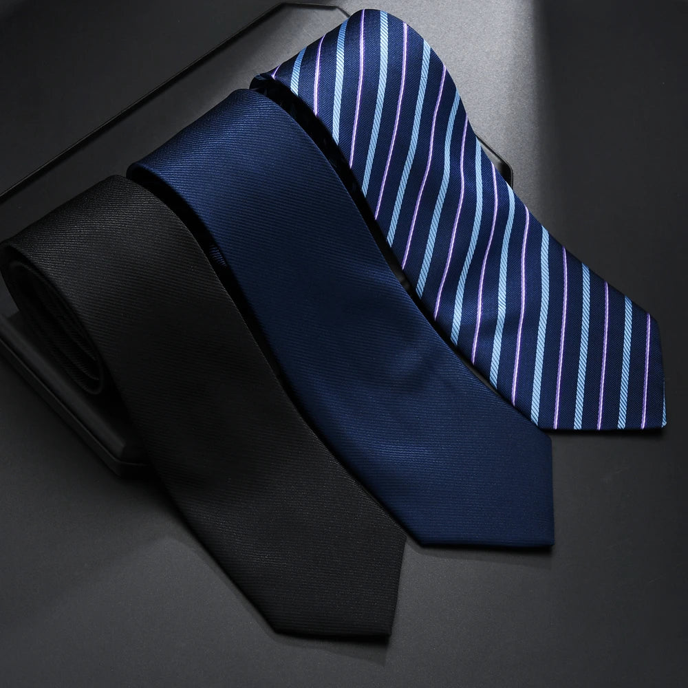 Tie for Men Slim Solid Color Shirt Necktie Polyester Narrow Cravat Royal Blue Black Red Stripe Party Formal Fashion Gift