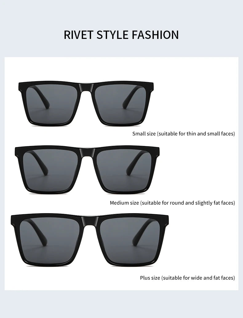 Men Sunglasses UV400 Polarized Sun Glasses Women TR90 Sunscreen Big Square Eyeglasses Frame Driving Goggles Fishing Eyewear