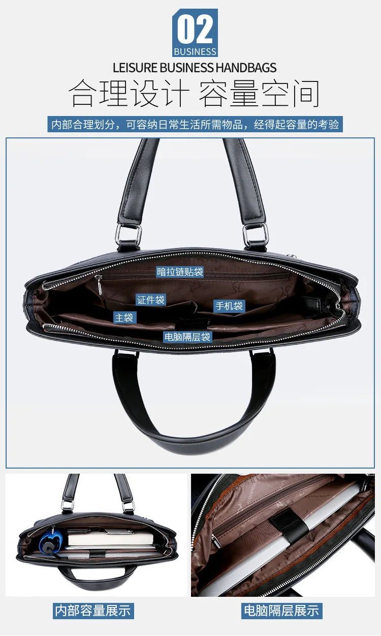 Business Men's Handbags Office Male Executive Briefcase Large Luxury Tote Laptop Bag for Man 2024 Shoulder Messenger Designer