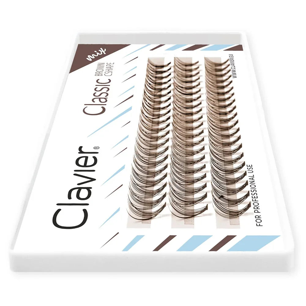 Clavier Classic Brown Eyelashes Natural Cluster Lash 10D Individual Segment Eyelash Professional C Curling
