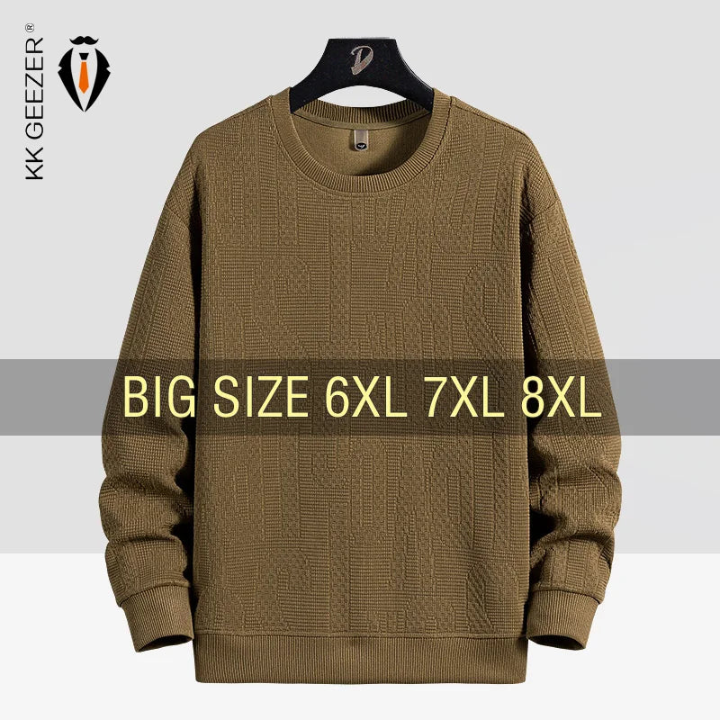Men Sweatshirts Hoodies Oversized 6XL 7XL 8XL Plus Size Full Length O-Neck Pullovers Spring Autumn Streetwear Fashion Sportswear